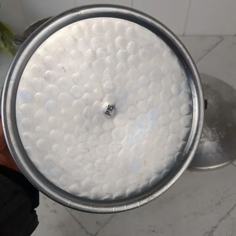 Vintage Hammered Aluminum Ice Bucket Floral Rose Midcentury Art Nouveau